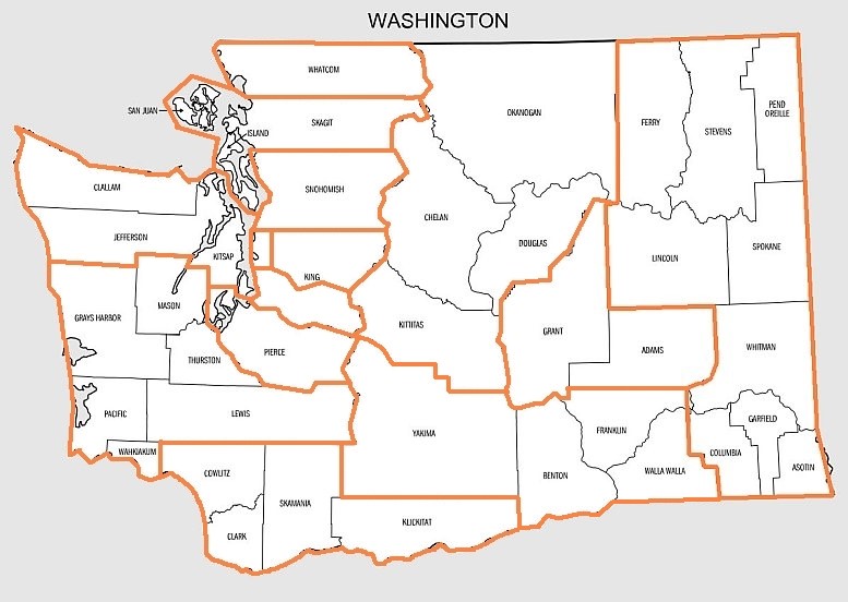 Washington State County Map Washington State County Map